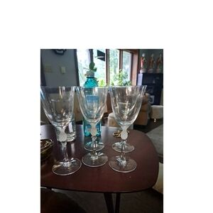 Crystal Saski 7 3/4” Frosted Pineapple Stem 6 oz. Wine Glasses Made in Japan (5)